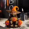 Halloween Pumpkin Lights Desk Figurine Halloween Resin Halloween Figurine For Halloween Decorations Lighted Halloween Statue
