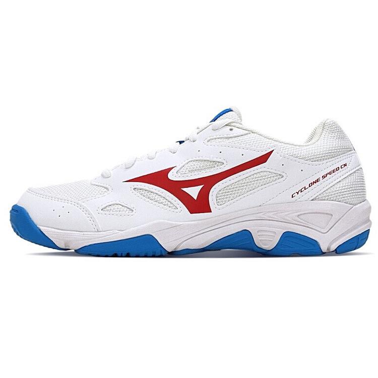 Mizuno Cyclone Speed CN Slip Resistant , Abrasion Resistant , Breathable Low top Training Shoes Unisex White Blue Red (Unisex) Training Shoes