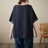 New Cotton and Linen Plus Size Women's Summer Loose Short-sleeved Slimming