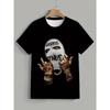 Men Black Cartoon Print 3d T Shirt Short Sleeve O-Neck TShirt Vintage Polyester Breathable Sport Casual Large Size T-Shirts Men’s
