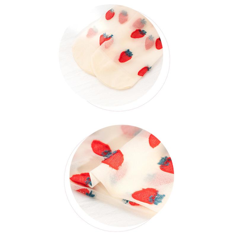 Girls Summer Thin Breathable Socks Ruffled Edge Cartoon Flower Fruit Printing Mid-calf Socks For