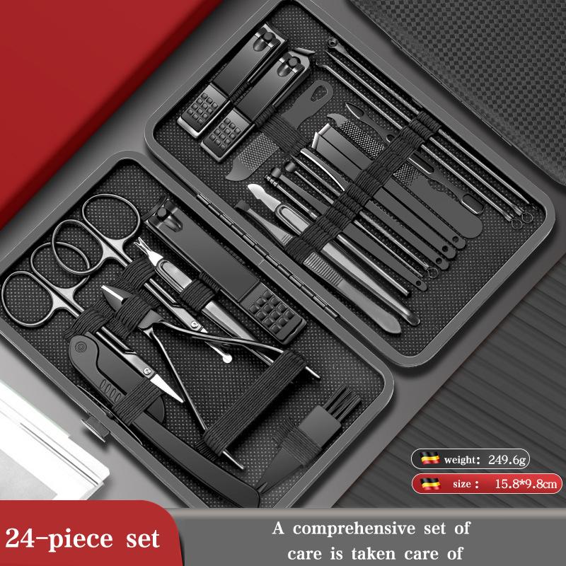 Cross-border Beauty Carbon Steel Portable Luxury 24-in-1 Nail Set Full Manicure Kit Dead Skin Cutters Oblique Cut for