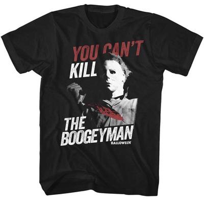 Halloween Langes T-Shirt Du Kannst Den Boogeyman Nicht Töten Schwarz - Herren Sommer Baumwolle Grafik-T-Shirt
