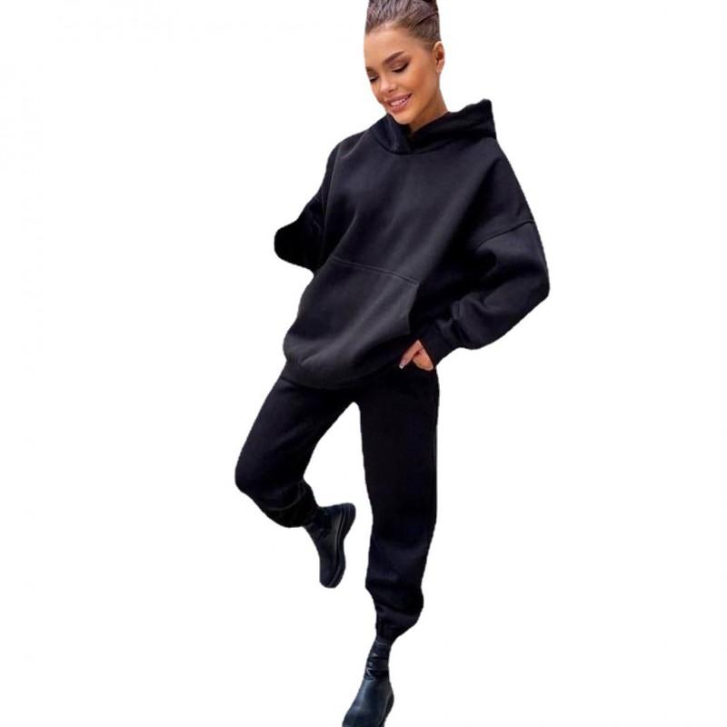 Womens Oversized Hooded Sweatshirt Set Casual Streetwear Two-Piece Outfit Winter 2026