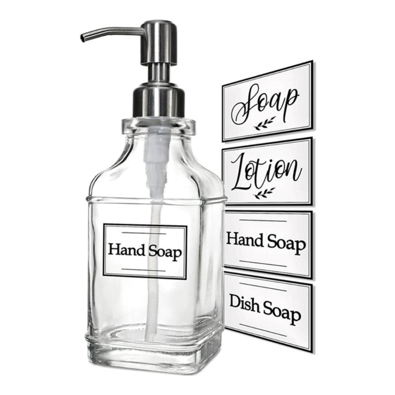 Balení 2 Průhledných Skleněných Dávkovačů Mýdla Lahvičky na Šampon 550ml pro Koupelnu a Kuchyň Cestovní Přenosné Dávkovače