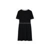FILA Fitted Pleated Sporty Casual Fashionable V-Neck Short Sleeve Dress Women Dresses Legendary-Blue F11W221313FNV