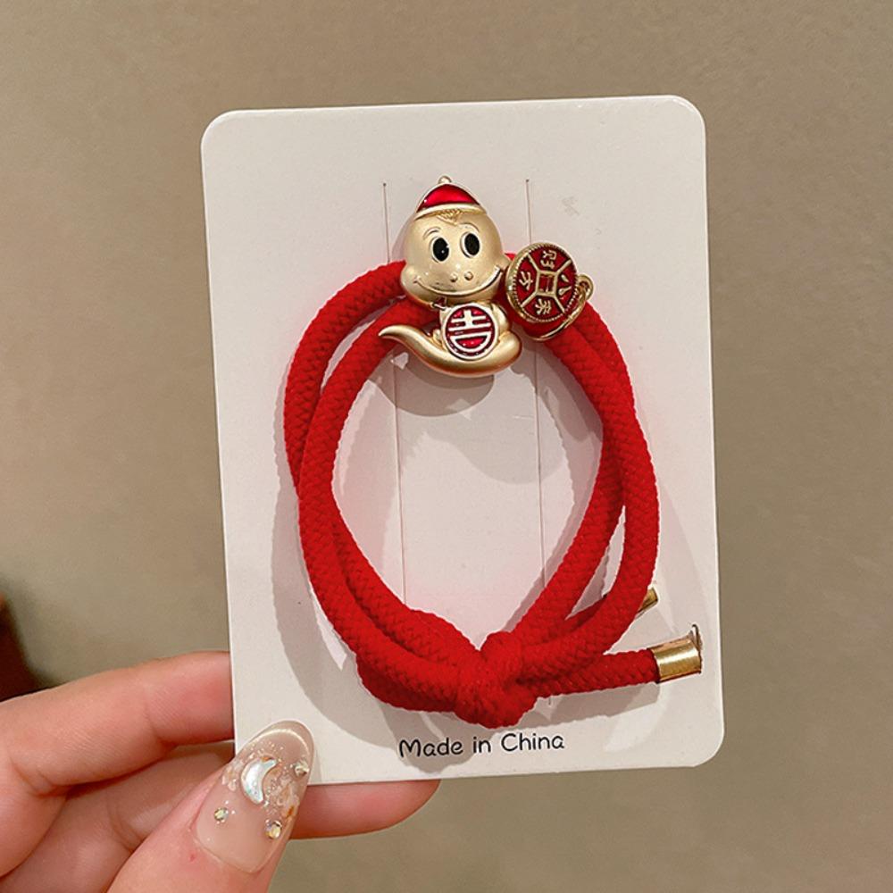 Zinc Zinc Alloy Snake Year Hair Ring Rhinestone Chinese Style Bracelet Fashion New Year Hair Rope Festival