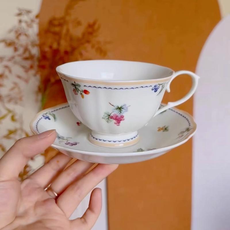 Vintage bone china Cup Saucer Set,elegant porcelain tea cup,afternoon tea coffee cup black tea cup,Coffee shop kitchen Tableware