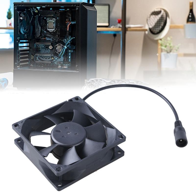 80mmx80mmx25mm Bearing Fan 12V 8025 Brushless Cooling Fan 5.5x2.1mm for Cooling PC Computer Case CPU Radiators