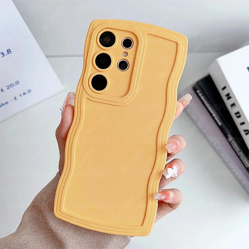 

Розкішний чохол для телефону з хвилястим краєм для Samsung Galaxy S24 Plus S21 S22 S23 Ultra A34 A54 5G Чохол з рідкого силікону Ударостійка м яка накладка S24 Ultra