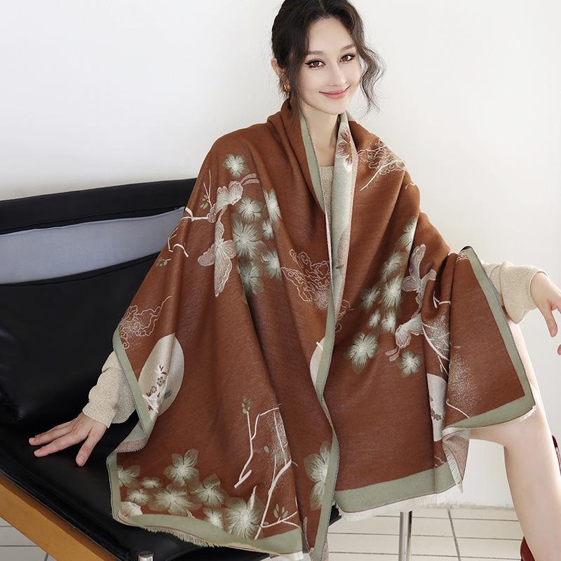 Women S Thick Warm Vintage Faux Cashmere Scarf Shawl Versatile All Season