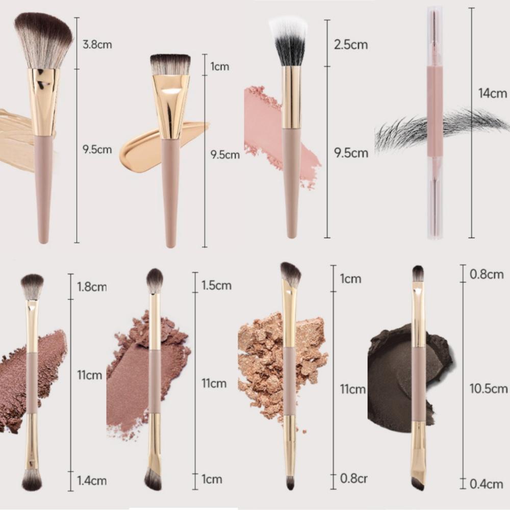 286- Makeup Brush Set - Foundation/Contour/Eyeshadow/Nose Contour/Stippling Brushes with Portable Case