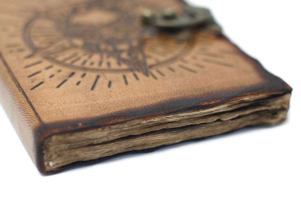 Leather Notebook Skull and Pentagon Burnt Edges 7x5