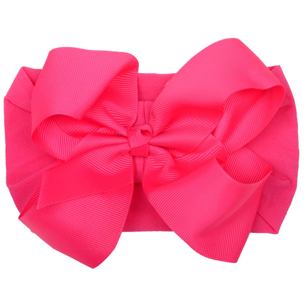 European 6-Inch Elastic Baby & Parent-Child Headband - Solid Color Bow Nylon Hair Accessory