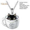 Women Necklace Hook Earrings Black Cat in Cup Shape Adjustable Necklace Birthday Anniversary Gift Alloy Neck Ear Jewelry for Daily Wear Parties