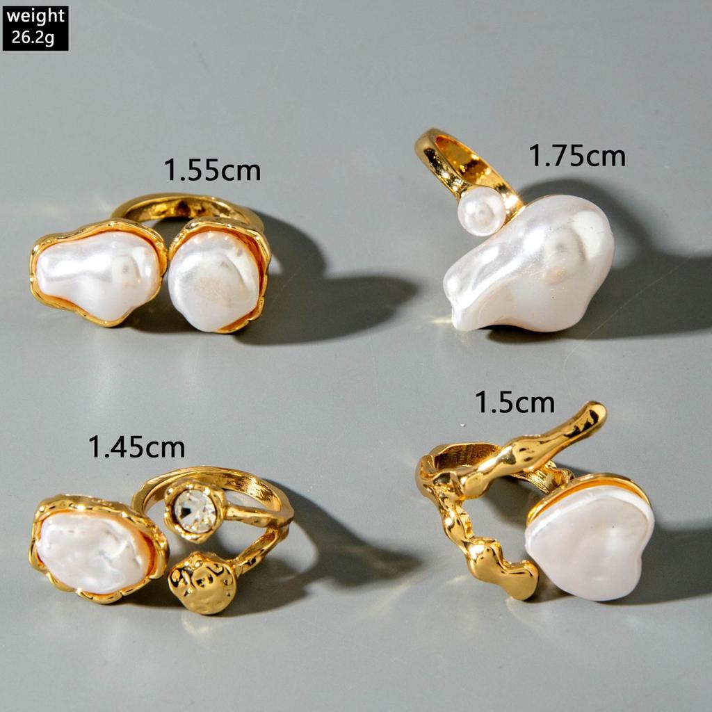 Baroque Rings Set Vintage Irregular Elegant Geometric Pearl Metal Finger Ring Sets Trendy Jewelry for Women 2026 New Accessories