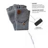 USB Heated Gloves Fingerless for Men Women Acrylic Fiber Electric Hand Warming Gloves for Winter Skiing Gaming Light Gray