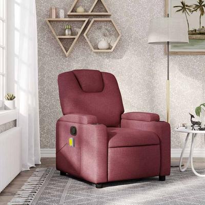 Vidaxl Reclining Massage Chair, Wine Red, Fabric Upholstered