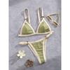 Splicing Ribbed Bikini Women Swimwear Female Swimsuit Two-Pieces Bikini Set High Cut Leg Padded Bather Bathing Suit Swim V7694