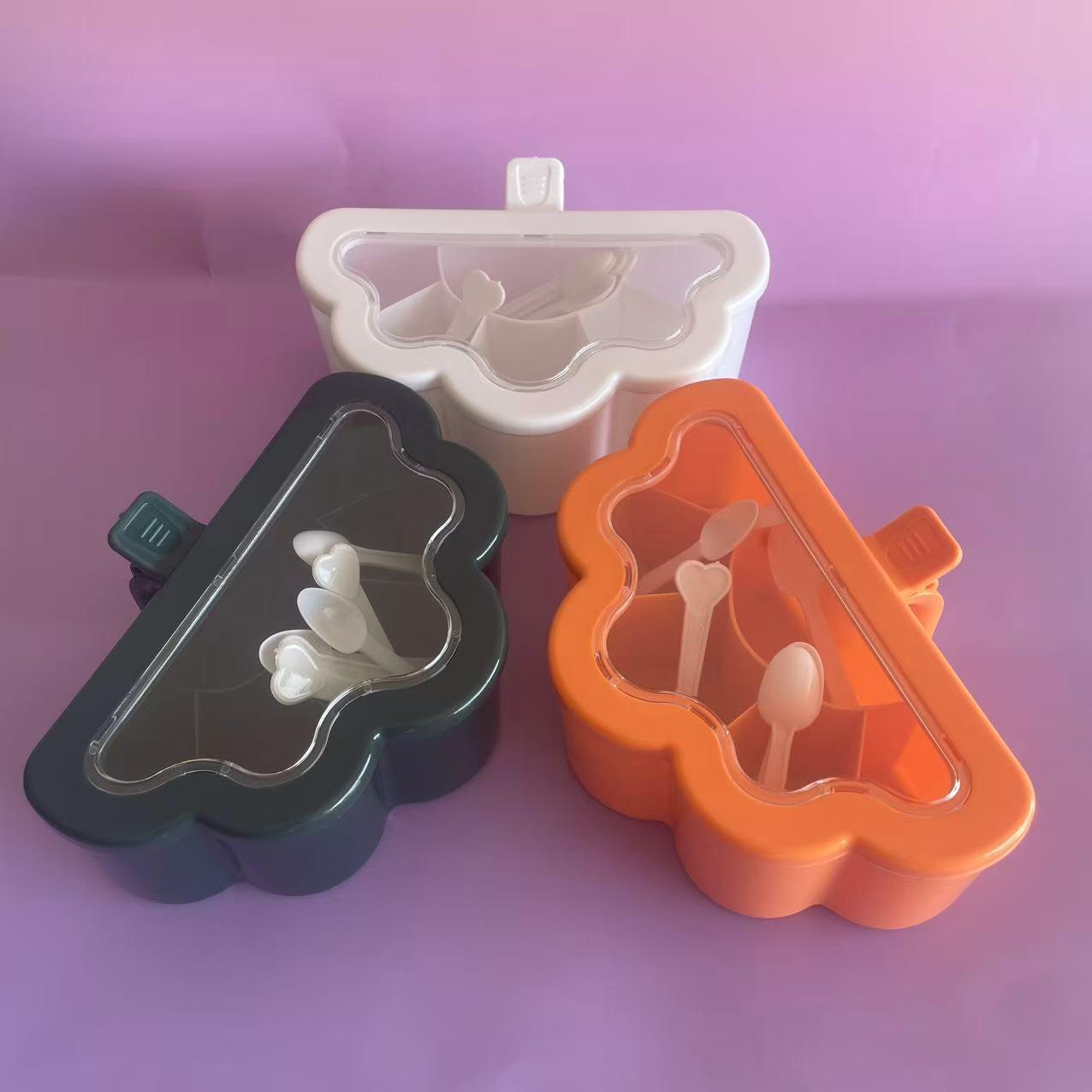 Moisture-Proof Multi-Compartment Condiment Box with Lid - High-End PP Seasoning Jar Storage Solution Cloud Condiment Box зелёный