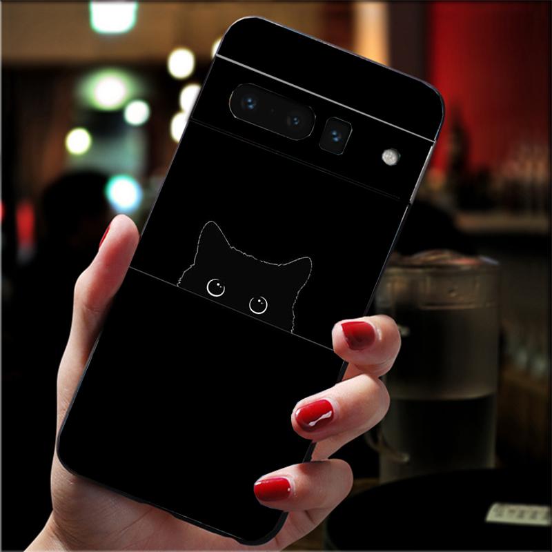 Phone Case For Google Pixel 10 9 Pro XL 9A 8 7 6 Pro Pixel 8A 7A 6A Pixel 8 7 6 5 Cartoon Black Cat