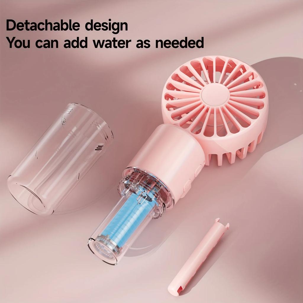 One spray fan, 4-gear adjustment, mini foldable handheld fan with spray, USB rechargeable outdoor travel cooling and comfortable