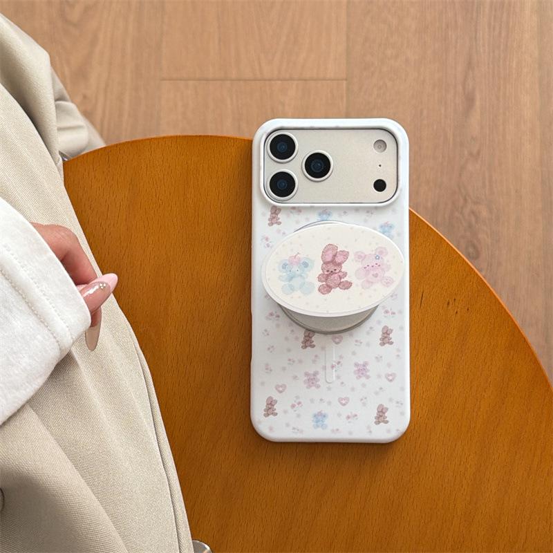 Floral Rabbit Magnetic Stand Case for iPhone 17/16 Pro Max/15 Pro