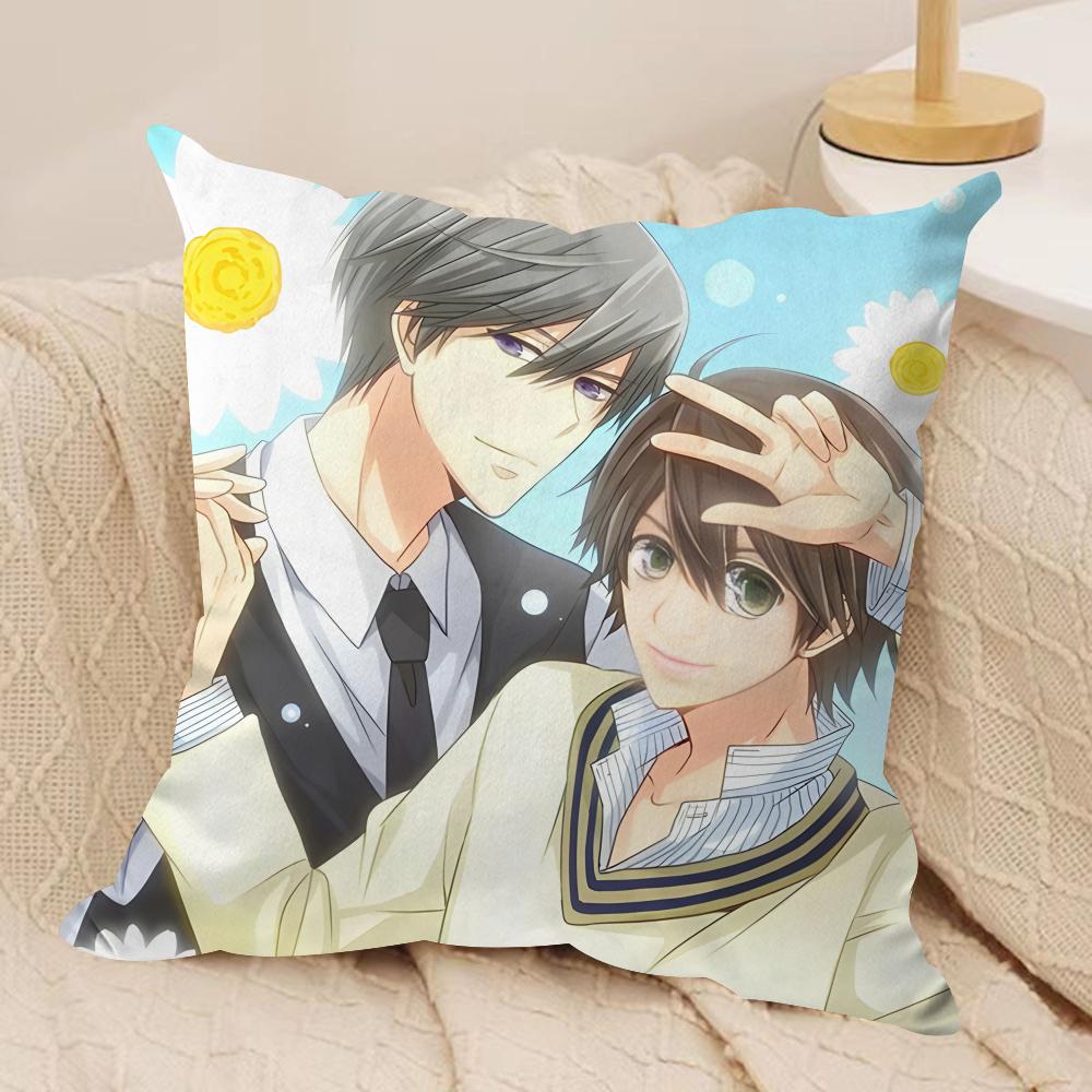 Anime SSekaiichi Hatsukoi Cushion Cover Silky Short Plush Invisible Zipper Dustproof Sofa Pillow Case for Home Decor