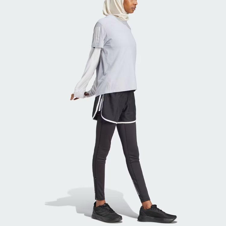 (WMNS) adidas Own The Run T-shirt Asia Sizing 'Halo Silver' Women's IP2041