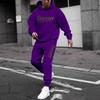 New Sweater Sweatpants Set Letter Printing Casual Jacket Autumn and Winter Velvet Street Trendy Middle-aged Suit Men