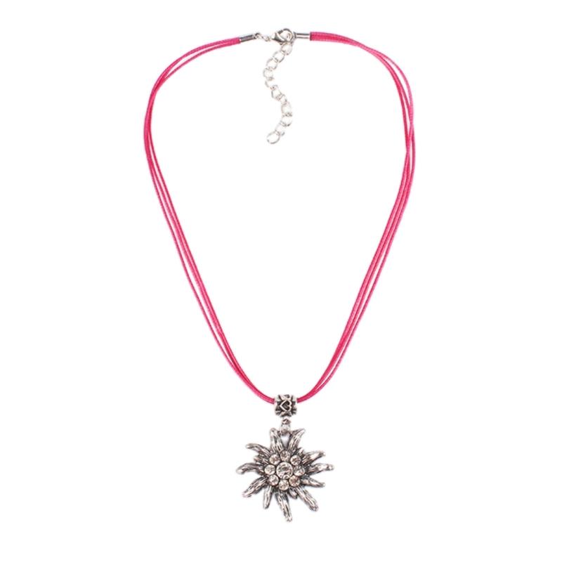 

Sparkling Flower Charm Necklace Pendant Neck Jewelry Edelweiss Pendant Necklace Alloy Material Great for Beer Festivals 1