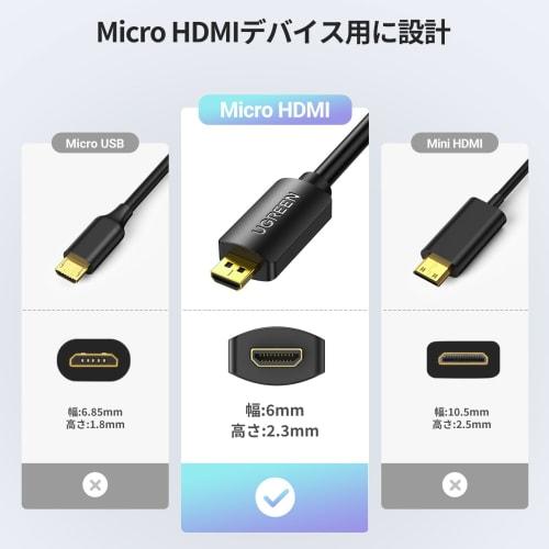 UGREEN Micro HDMI Extension Cable Micro HDMI To HDMI Conversion Adapter Compatible with 4K 3D HDMI Type D Gopro Hero 7 6 5 4, Asus Transformer T100, L