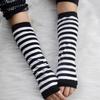 Winter Warm Long Sleeves Gloves For Man Women Fingerless Stripe Knitted Elbow Mittens Elastic Outdoor Fashion Warm Wrist Glove