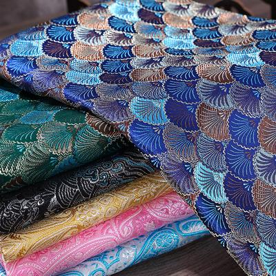 100/300/500cm Vintage Jacquard Silk Satin Fabric Ethnic Style Clothing Material for Hanfu Qipao Traditional Costume Sewing