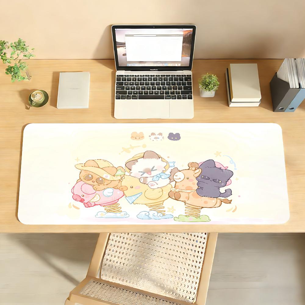 Anime Cute Cat Blessing Mouse Pad Anti Slip Rubber Edge Locked Thickened Laptop Gaming Desk Mat