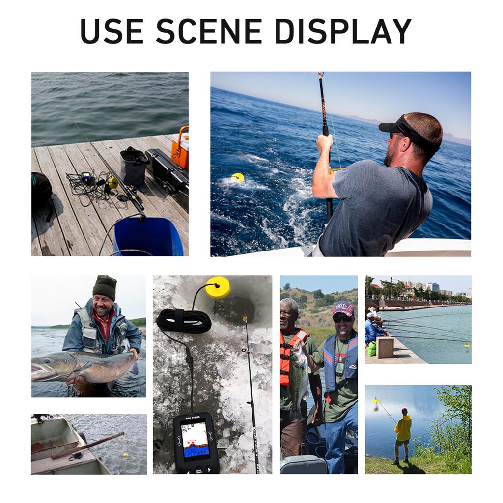 Sonar Fish Finder Handheld Fish Detector Transducer with LCD Display Portable Boat Kayak Night Fishing Depth Finder Maximum 100M