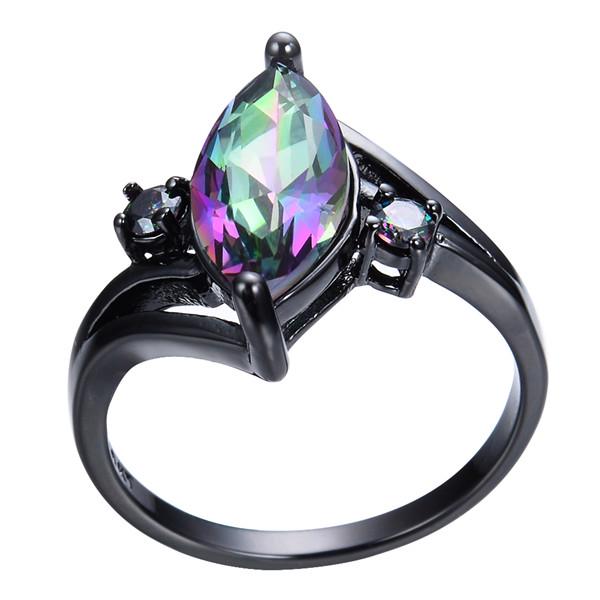 Vintage Bohemian Mystery Topas Regenbogen Ring Hochzeit Party Ringe für Frauen