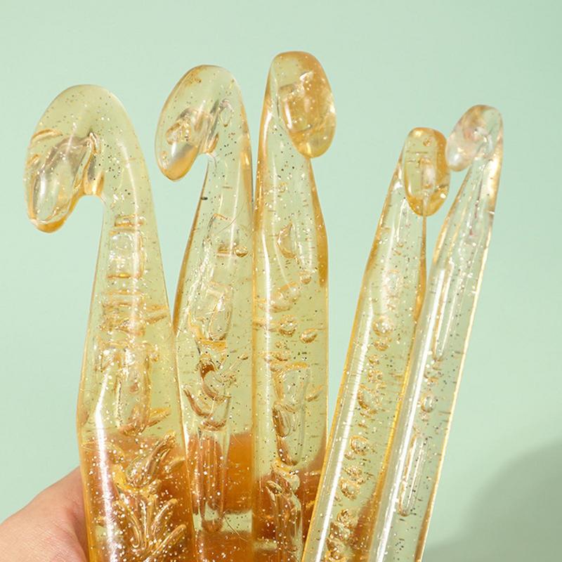 Häkelnadeln für Garn Transparentes Kristall Ergonomisches Häkelnadel-Set Rutschfester Griff Multifunktionale Bastelbedarf für