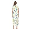 Women's Long Casual Dress Summer Short-Sleeve V-Neck Waist Retraction Printed Dress