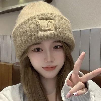 Thick Woolen Hat for Women In Autumn and Winter  Warm Pile Hat Versatile Fashionable Face Showing Small Cold Hat Thickened Ear Protection Hat