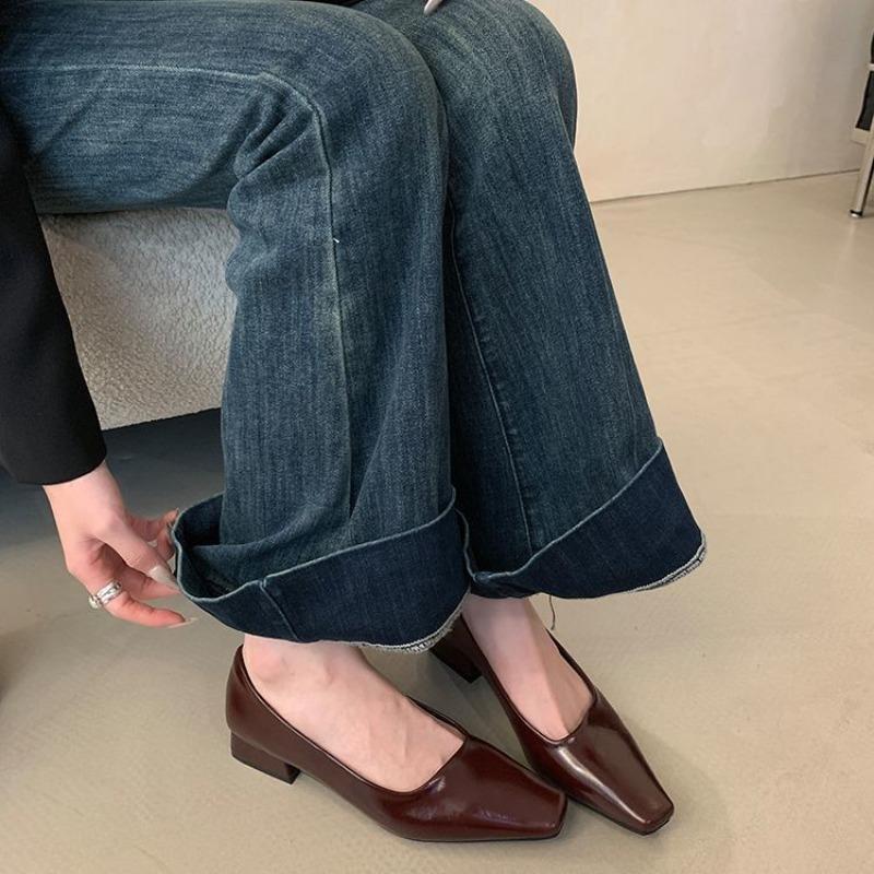 Fashion Hot Selling 2025 New Fashion High Heels Women Square Toe Pumps Elegant Low Heel Footwear Shallow Comfort Women Shoes Tacones