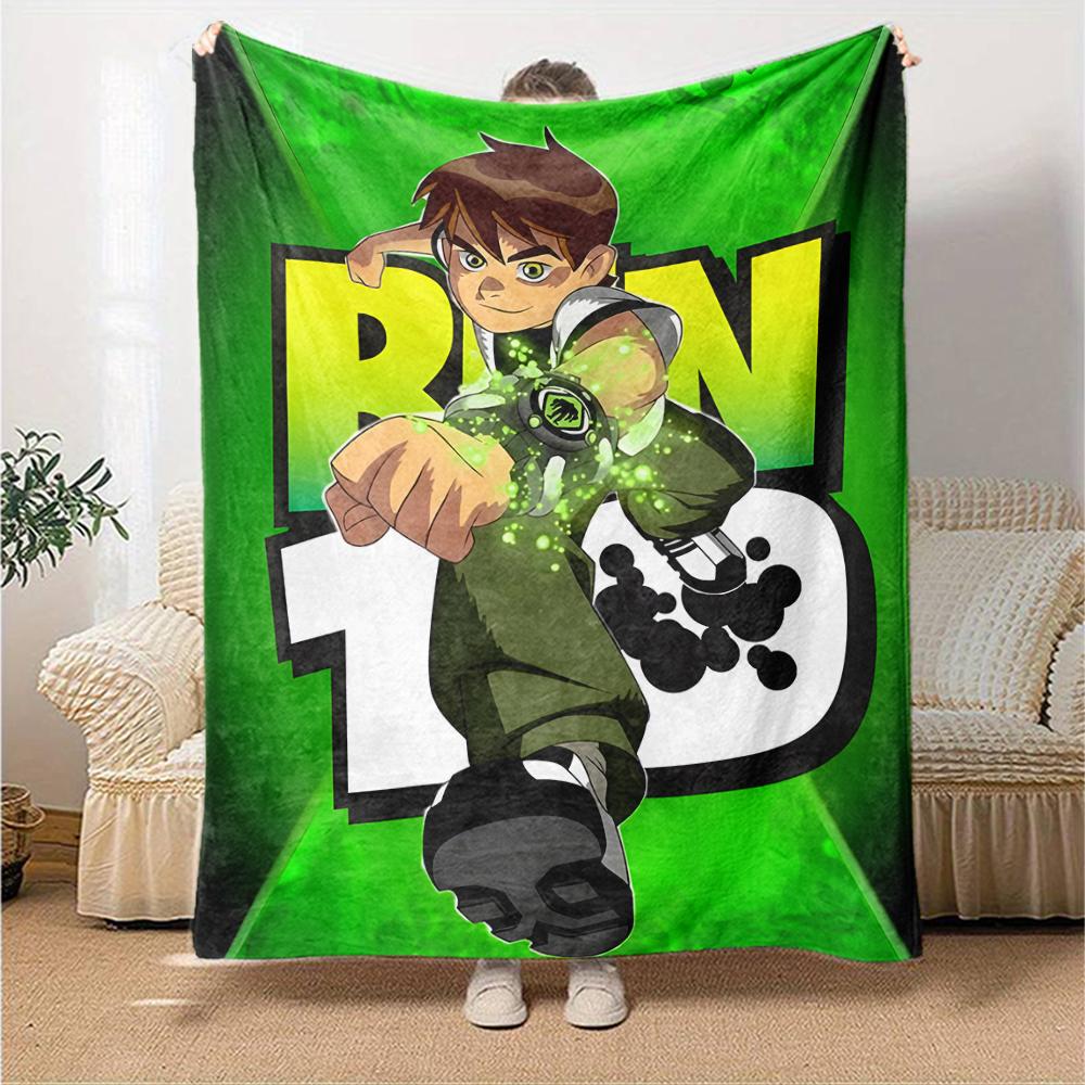 1pc Ben10 Blanket, Gift, for Men and Women, Soft Blanket, Good for Sofa Bed Couch Travel, Lightweight Flannel Blanket