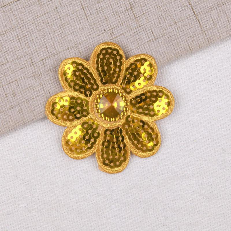 5Pcs Flower Sequined Appliques Beaded Appliques Floral Iron On Patches Repair