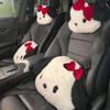 Niedliches schwarz-weißes Hunde-Auto-Kopfstützenkissen aus Plüsch, bequem und bequem