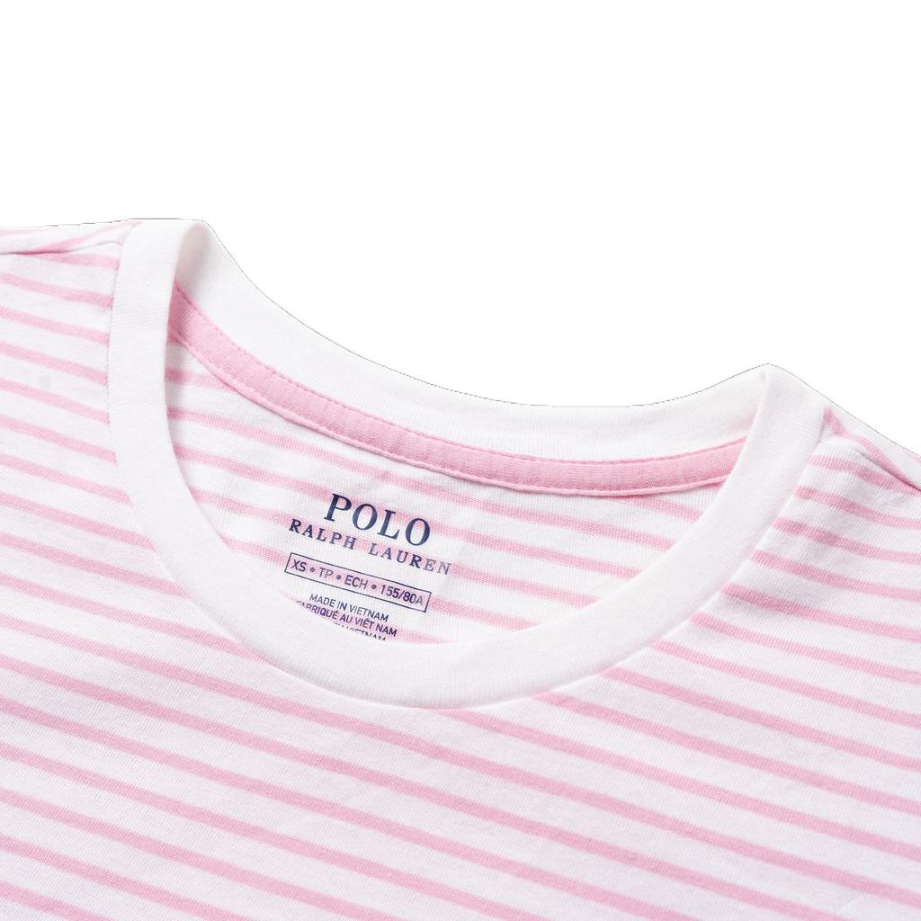 Polo Ralph Lauren Striped Crew Neck Pullover Short Sleeve T-Shirt Women Tops Pink 211698030-037