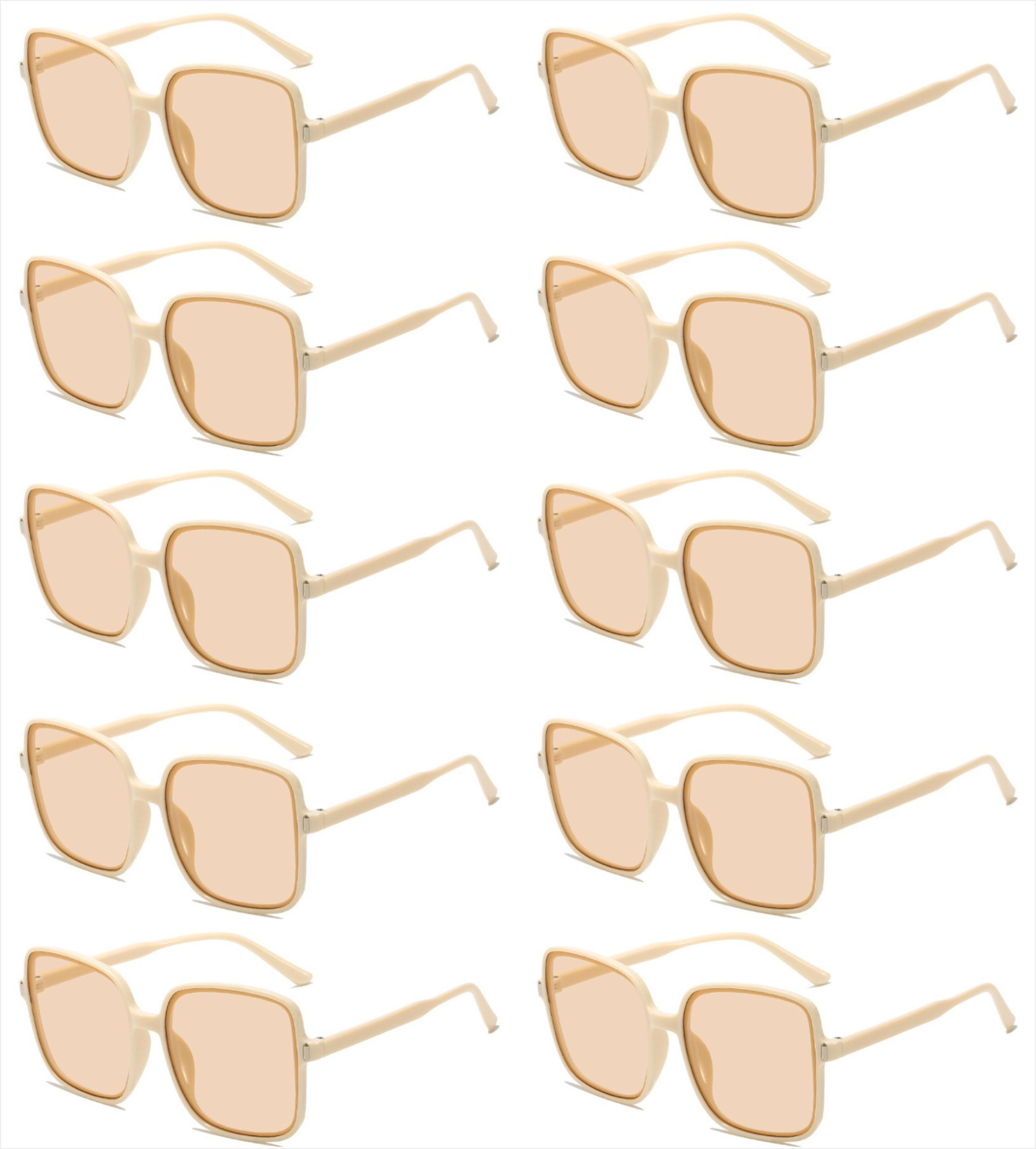 

10pcs Fashion Rice Nail Square Frame Sunglasses Gradient Color Trendy Female Anti UV Retro Shades New Style