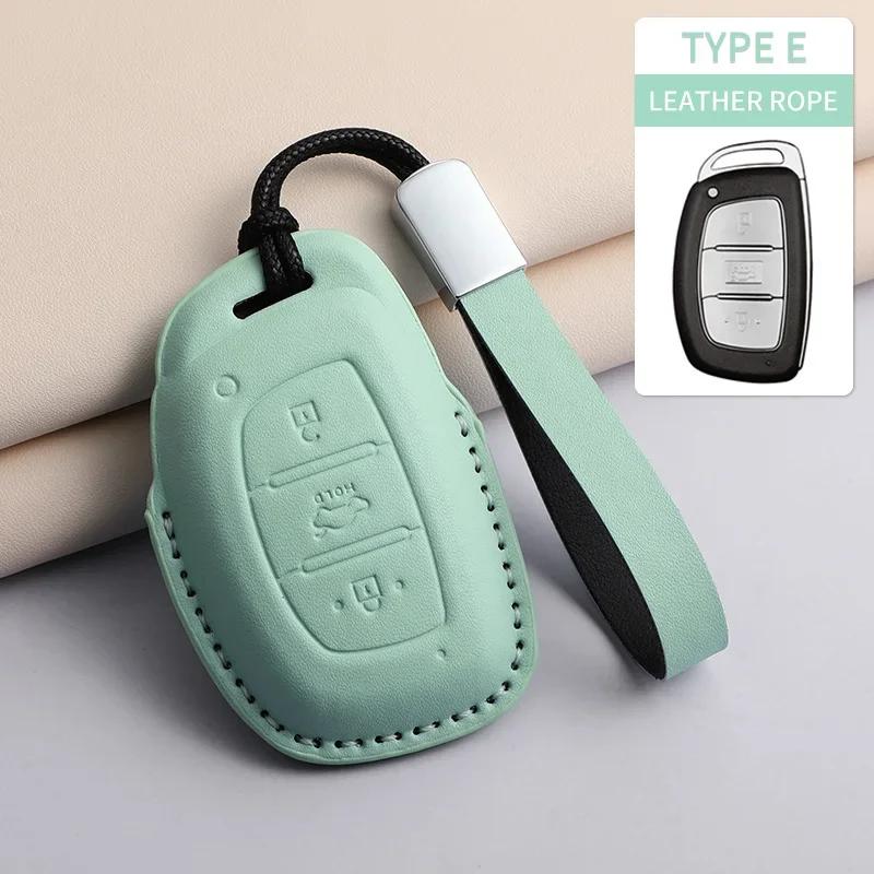 PU Leather Car Key Case Cover Holder Keychain Protective Shell for Hyundai Creta Ix35 Ix45 I10 I30 I40 Remote Key