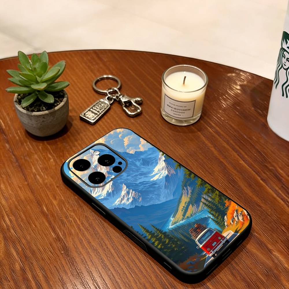 Travel Landscape Bus Phone Case Silicone Soft For IPhone 17 16 15 14 13 12 11 X XR Plus Pro Max Plus