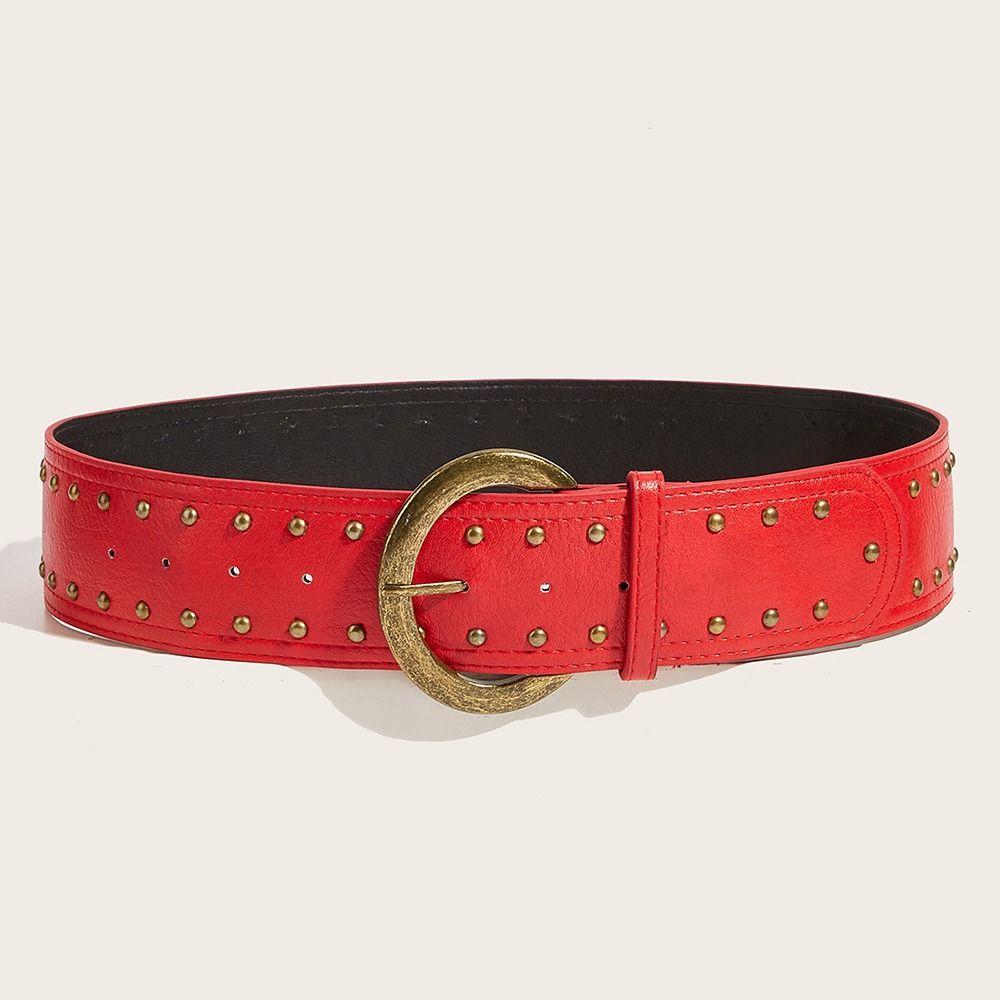 Gothic Leather Waist Belt Y2k Dress Jeans Belt American Women's Rivet Belt  Waist Accessories