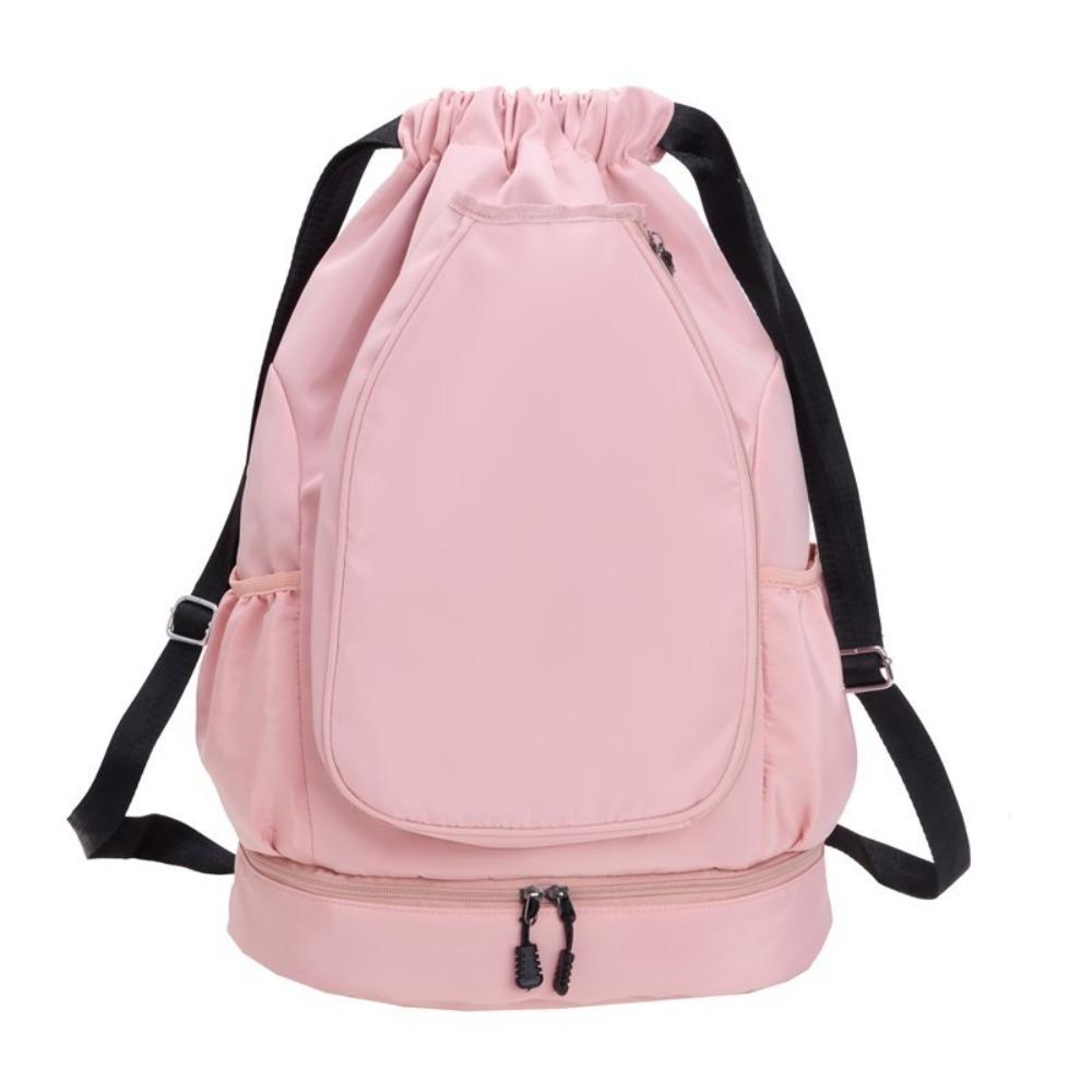 

2 Rackets Tennis Racket Backpack with Shoes Pocket Drawstring Fitness Bag Outdoor Sports розовый